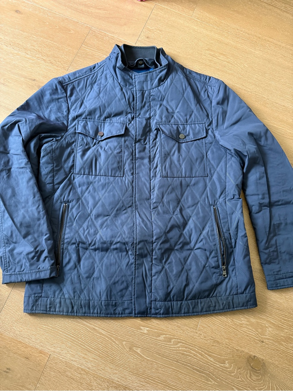 Boss, Hugo Boss Men's Quilted Blue Jacket - Classic Lightweight Coat